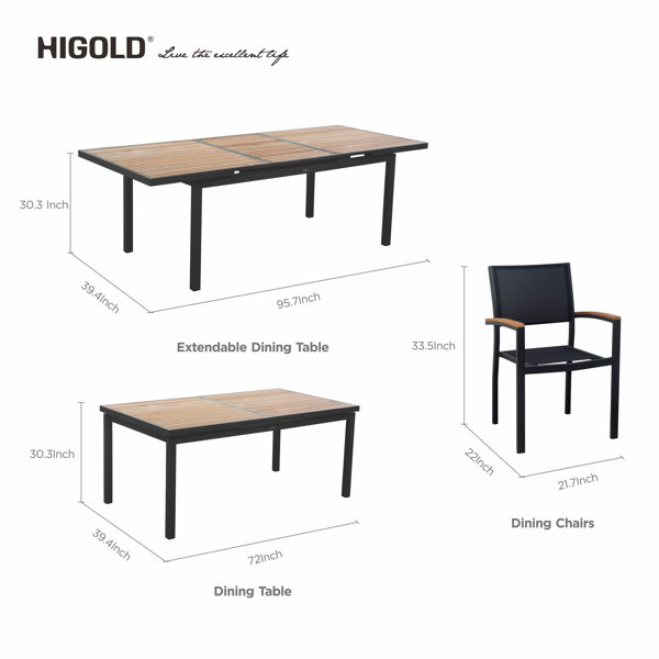 Higold Heck Rectangular Person Outdoor Dining Set With Extension